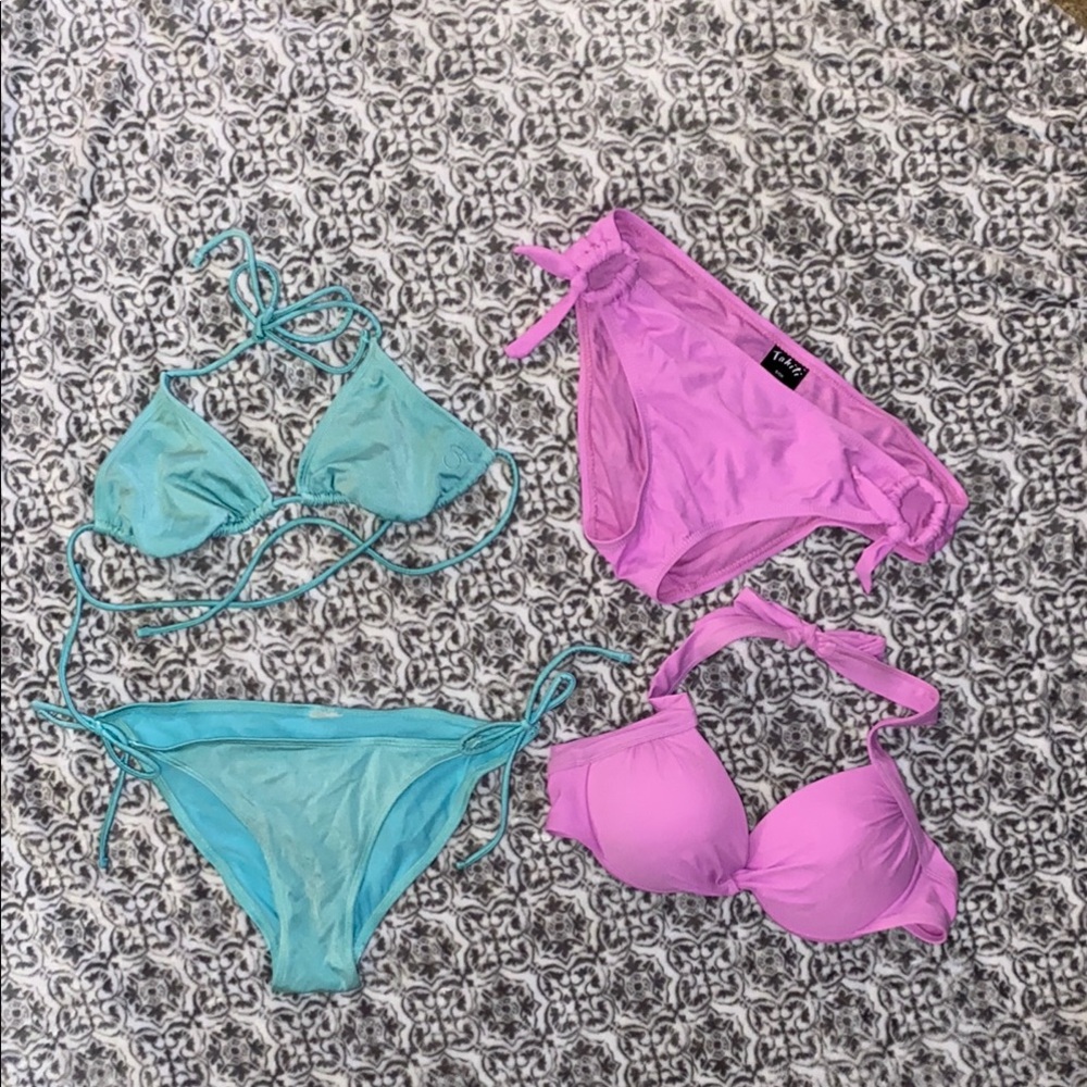 OP Aqua 2 piece and Tahiti pink 2 piece bikini w/pad top really cute on!